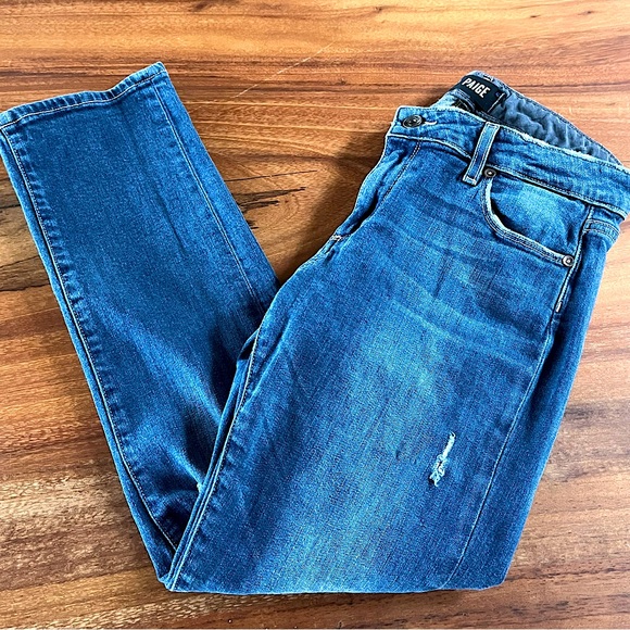 Paige Women’s Bridgett Destructed Strait Leg Jeans Size 26 Stretch Sculpting - Picture 8 of 14